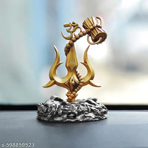 Divine Om Trishul with Damru Car Dashboard God Idol for Positive Vibes