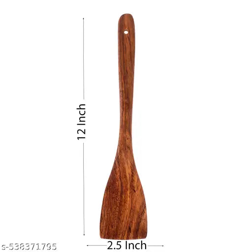 Wooden Cooking Spatula Set of 2 | Eco-Friendly Non-Stick Kitchen Turner | Handmade Serving Spoon for Cooking & Frying