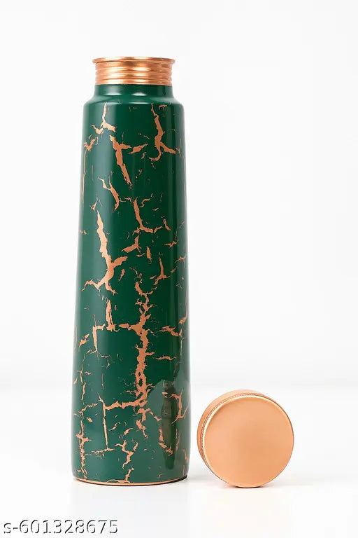 Pure Copper Water Bottle 950ml – Premium Green Marble Crack Design, Ayurvedic Health Benefits, Leak-Proof & Eco-Friendly Flask"