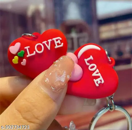 Creative Heart Shaped Pack Of 6 Pcs Keychain For Couples, Gift Bag Pendant, Peach Heart Decor, Diy Accessories