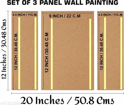 Flower Set of 3 MDF Digital Reprint 12' x 18' Painting (Without Frame, Pack of 3