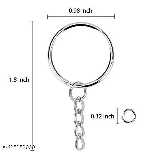 50Pcs, Keyring Keychain Split Silver Plated Alloy Keychain for Bike, Car, House, Office & Diy Craft Keychain Rust Free Heavy Duty