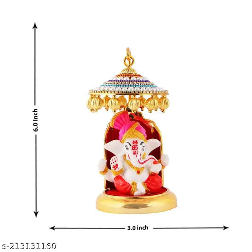 Lord Ganesh idol are meticulously crafted, showcasing intricate design and craftsmanship. Gold-Plated Chatri with Ganesh is a sacred combination that brings divine blessings to your car dashboard and pooja mandir.