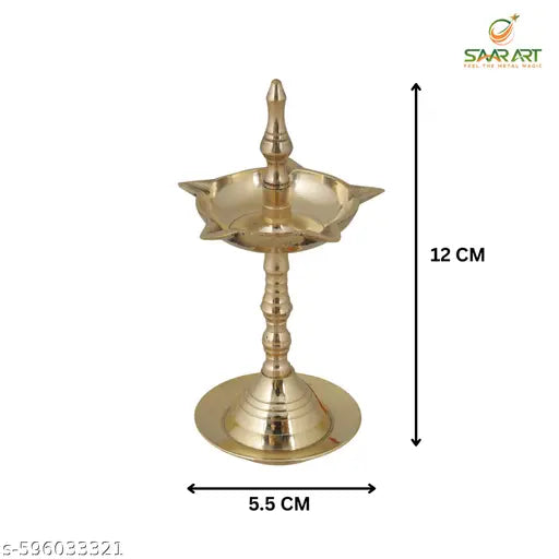 Saar Art Kerla Fancy Diya Traditional Handcrafted Oil Lamp For Pooja Temple Decor Diwali & Spiritual Gifting Elegant Brass Finish For Home Mandir & Festive Use Pack Of 2