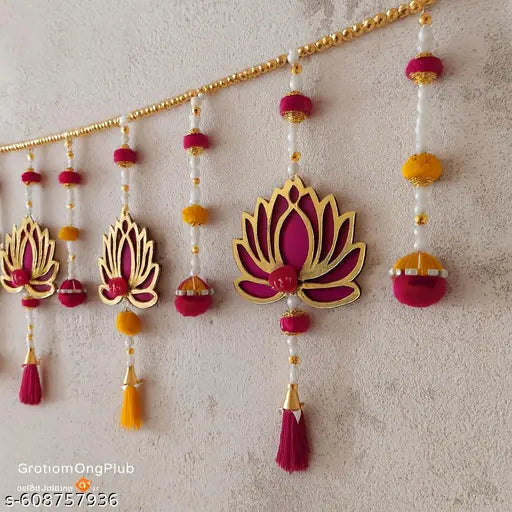 RS CRAFT-- Traditional Lotus-- Hangings Toran for Home Decor, Backdrop, Housewarming, Puja Lotus--, Mandir Decor, Diwali Decor, Lakshmi Ganesh- pooja Decor
