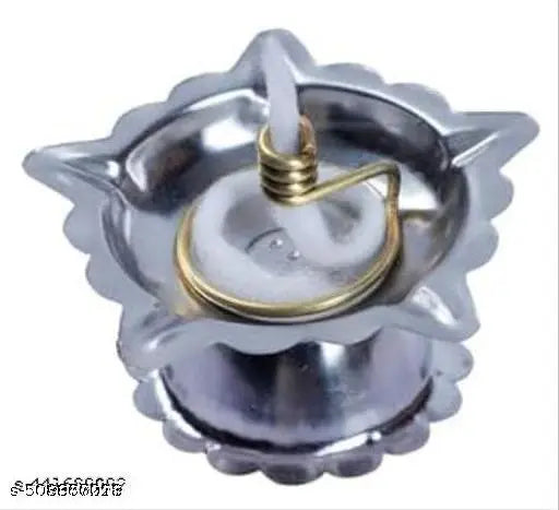 UZA Metals™ Brass Wick Holder Set of 3 & Brass Niranjan Kadi Set of 3 for All Types of Brass Diya & Oil Lamps | Small Brass Table Diya Thiri Holder Set Mandir Decor , Thiri Stand for Deepak Pooja Decor 100% Brass for All Types of Diya for Vilakku Lamps in