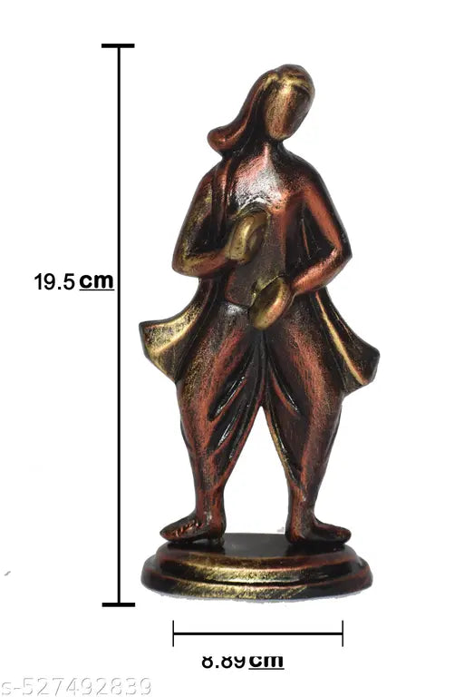 Saanchi Clay Musician Figurine Antique Copper Gloss Finish - 7.5 Inch | Handcrafted Indian Decor | Unique Gift for Home, Office, or Festivals