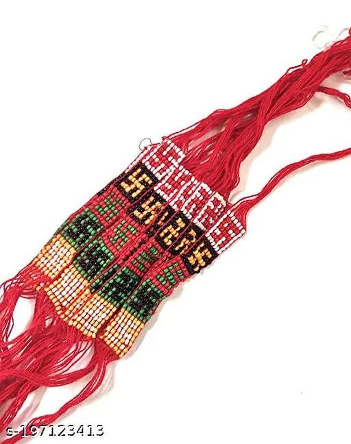 MA Retail Swastik Band Fashion Beaded Red Bracelet for Girls/Boys Synthetic Plastic Beads