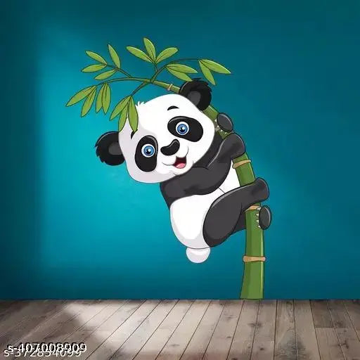 Global graphics cute baby panda with bamboo wall sticker for home decor ( Size -  45*60 ) pvc vinyl