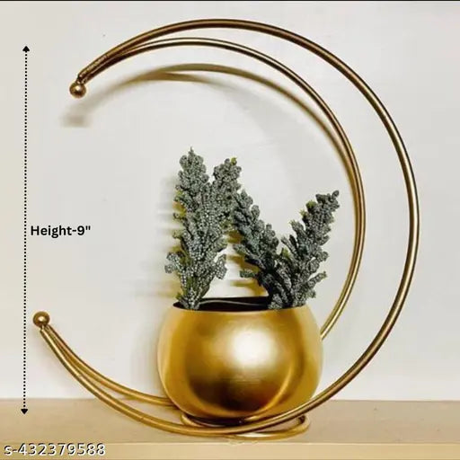 Trendy Metal  Decorative Moon Motif Tealight Candle Holders - Gold Finish (10 Inches)