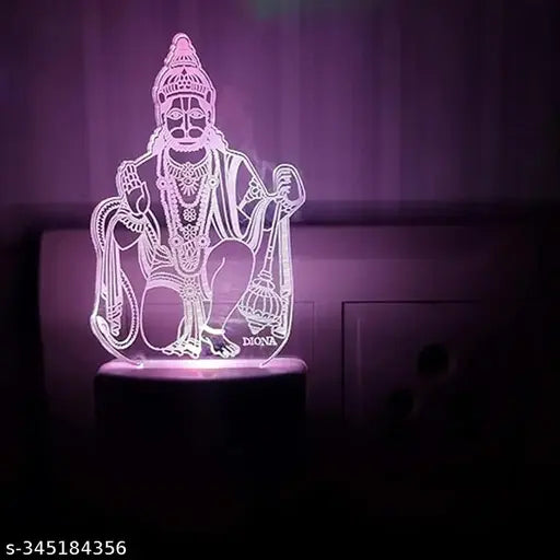 Diona Hanuman LED Night Lamp 3D Illusion Multi Color changing night light for festival gift,bed room, kids room, temple, office portable night lamp