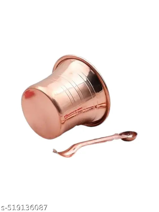 SriMaa Ventures Copper Panchapatra with Spoon for Pooja | Traditional Panchapatra Set