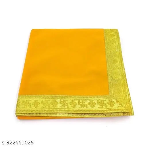 Shree Astik (Size: 1/2 Meter) Big Large Yellow Plain Velvet Pooja Aasan Cloth/Chowki Aasan Kapda Mat for Puja Table, Puja Home Mandir and Temple (0.5 Meter)