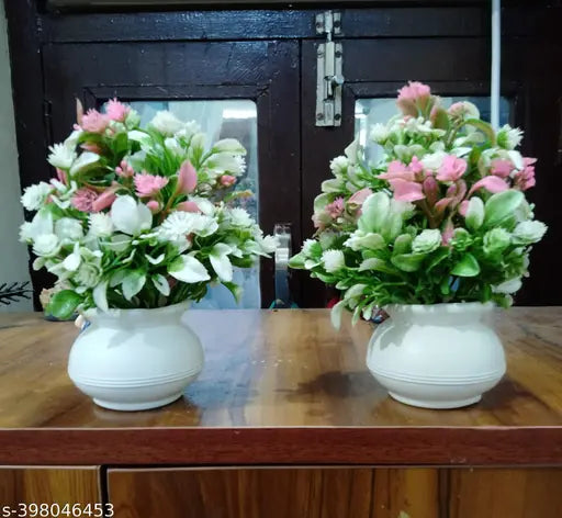 Artificail jasmine flowers with pot Home office indoor and outdoor decoration purpose set of 02
