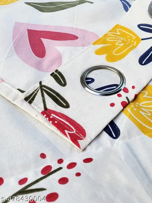 ANA Set of 2 7 Feet Door Curtain Cotton Eyelet Premium Curtain for Door, Multicolor, Decorative, Bedroom, Balcony 2pcs set