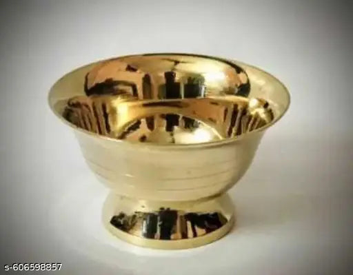 Miramayee Brass Storage Bowl Chandan Pyali for Pooja, Roli & Mandir Use, Pure Brass Serving Bowl (Pack of 1, Gold, Antique Finish)
