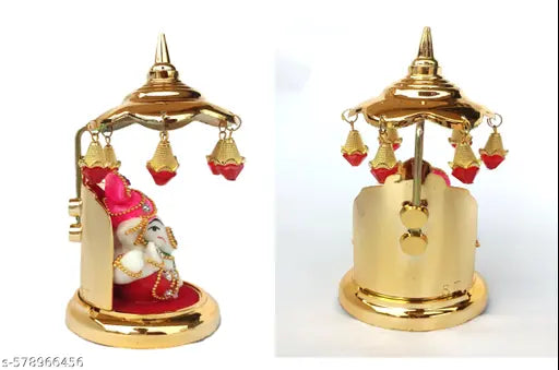 Lord Ganesha idol for car dashboard | decorative Ganpati Murti for Home,office & car | Golden Canopy Design