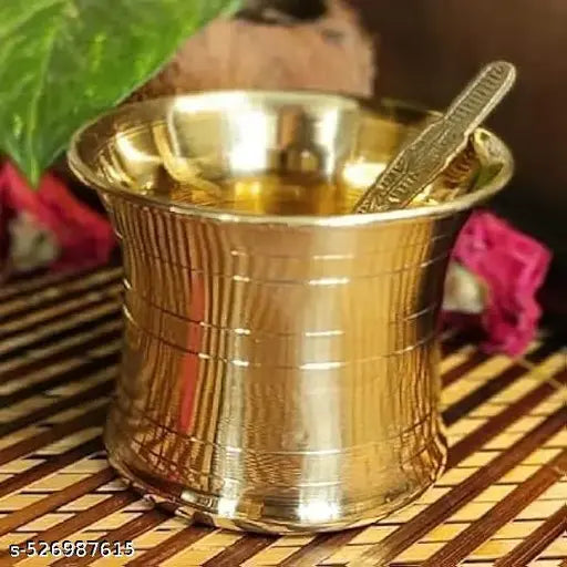 Avyraze Traditional Handcrafted Brass panchapatra panchpathiram panchapalli for Pooja/Worship -Panchamurt Set