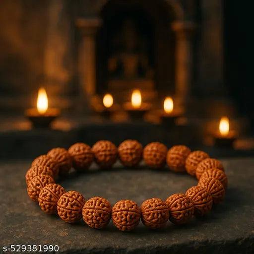 HaridwarDivine Certified 5 Face Rudraksha Bracelet for Men & Women | Stretchable Spiritual Rudraksh Bracelet for Energy, Healing & Peace