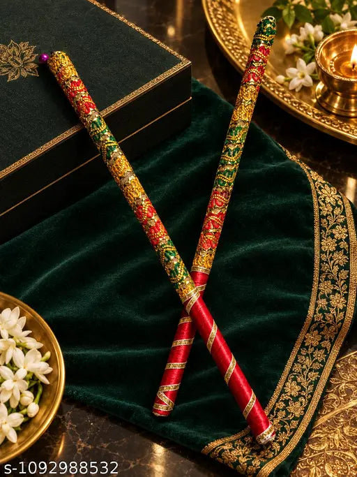 Dandiya With Ghungroo – Wooden Dandiya Sticks Pair for Navratri
