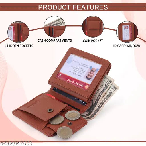 UMDA Men’s Stylish Two-Fold Faux Leather Wallet | Premium Textured Wallet with Coin Pocket, Multiple Card Holder Slots & Gift Box