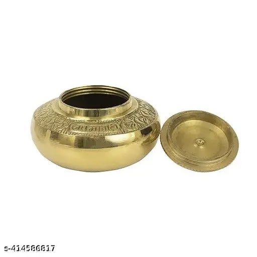 Brass Pooja Sindoor Dabbi| Puja | Roli | Chawal | Chandan | Haldi | Kumkum Puja  | Sindoor | Turmeric | Dabbi | Dibbi | Dhani | Dani Lid Holder - Kumkum-Pot