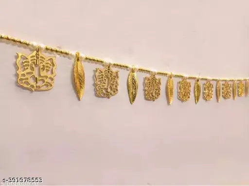 Toran For Door, Golden Ganesha With Leaf , Bandarwal For Home Door, Wall Hanging Door Decor, Main Entrance, Decoration For Living Room, Temple, Pooja Room, Diwali Toran