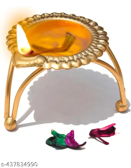 Metal Golden 3 Leg Design Tea Light Candle Holder Stand for Home Decoration, Parties & Weeding Occasion (3 inchh) (SET OF 2)