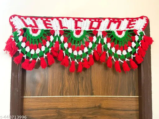Tricolour Welcome Woolen Toran Made of Hand/Diwali/Durgapuja Special/length 3ft.