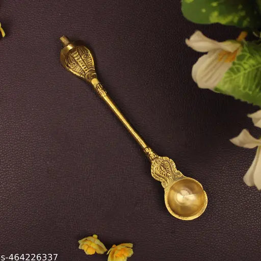 Putrika Traditional Handcrafted Brass Spoon | udarni | Snake Spoon panchpathiram panchapalli Spoon for Pooja|Worship - Snake Spoon