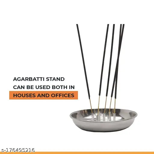 Eagean Stainless Steel Agarbatti Stand with Plate Stainless Steel Incense Holder  Pack Of 3