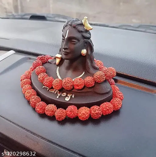 ADDEND Premium Adiyogi Shiva Statue Idol Murti | Black Polyresin Adiyogi with Rudraksha Mala | Small Shiva Idol for Car Dashboard, Home Decor, Office Desk, Pooja Room, Meditation Showpiece & Spiritual Gift | Diwali Decoration Gift | 10 cm