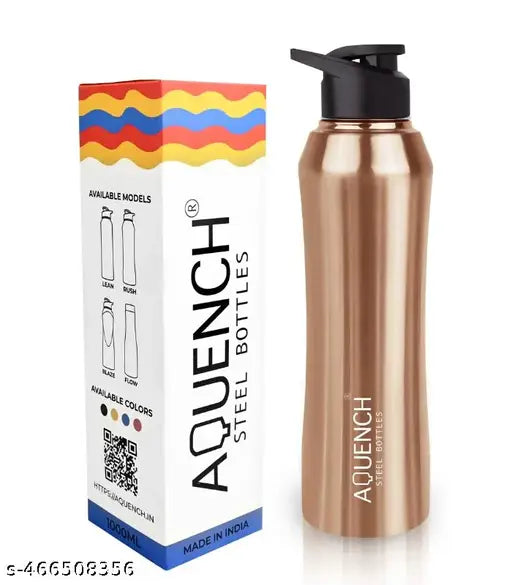 AQUENCH best selling Stainless Steel Fridge Water Bottle With Steel Sipper Cap Flow 1000 ml Bottle