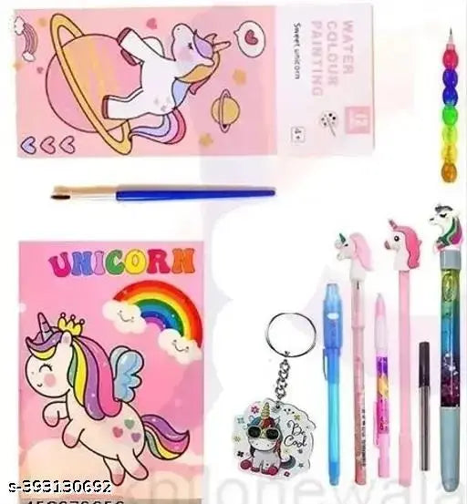ARB Unicorn Dairy With Painting Color Book Pen Pencil Ruler Set For Kids Best For Kids School Stationery Supplies