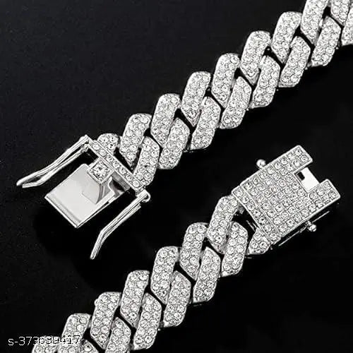 Mc Stan Chain Cuban Link Chain for Men Women girls gents Miami Necklace Iced Cubic Zirconia diamond chain Sterling Silver Chains Long Stainless Steel Ice Rhinestone Hip hop Stylish Rapper