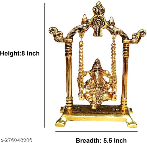 Ganesh Jhula Idol For Vastu, Home For Home,Temple,Office And Gifting Purpose Luck, Happiness Metal Size L-B-H-16x6x21 cm