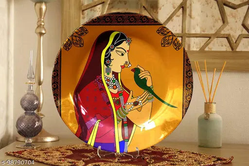 Decorative Ceramic Wall Plates with Stand and Hook