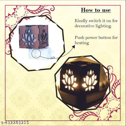 Zuper Kapoor Dani Electrical Camphor Diffuser Glass with On/Off Switch to Toggle Between Burner and Lamp