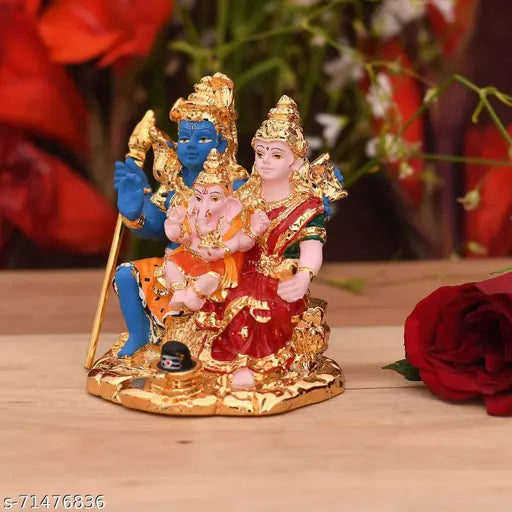 CraftVatika Ceramic Lord Shiv Parivar Idol Multicolour