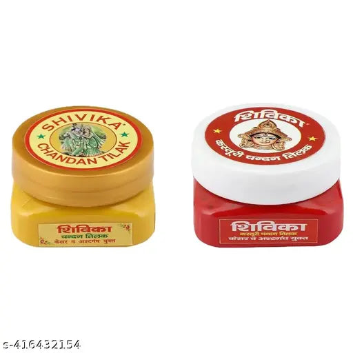 Shivika |Red|Yellow|Chandan Tilak(Combo Pack of 2)| Sandalwood Paste| Chandan tika for Daily Pooja, Meditation & Yoga