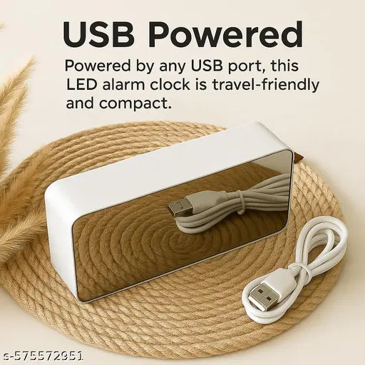 SELMEZ LED Mirror Digital Alarm Clock for Bedroom, USB Night Light, Temp & Snooze