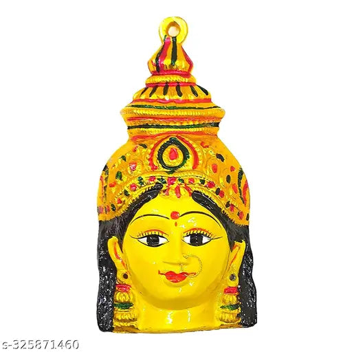 Shivoo Fashion 7inch Metal Varamahalakshmi Face Idol with Jewels (Yellow)