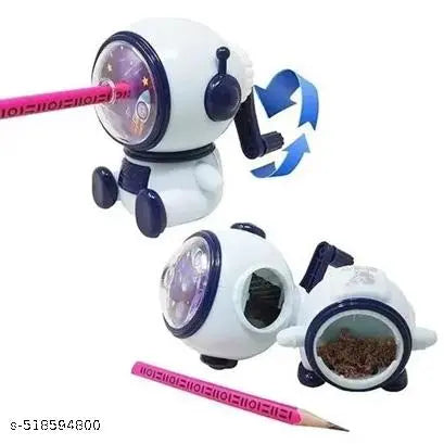 Trending Space Astronaut Pencil Sharpener for Kids, Table Sharpener Machine, Birthday Return Gift, Pencil Cutter Machine, Hand Driver Roller Mechanical Color Pencil Sharpener for Kids (Pack of 1, Multicolor)