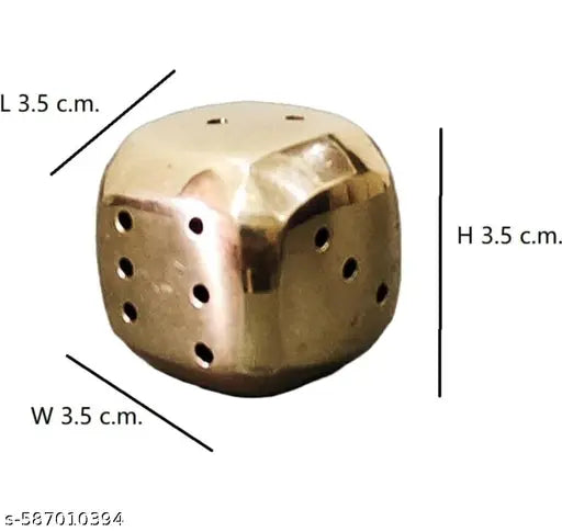 S J OVERSEASE Pure Brass Dice Incense Holder Agarbatti Stand | Traditional Handcrafted Brass Agarbatti Stand for Puja, Home Mandir & Meditation | Decorative Dice Shaped Brass Incense Stick Holder | Spiritual Pooja Essential & Auspicious Gift for Diwali, N