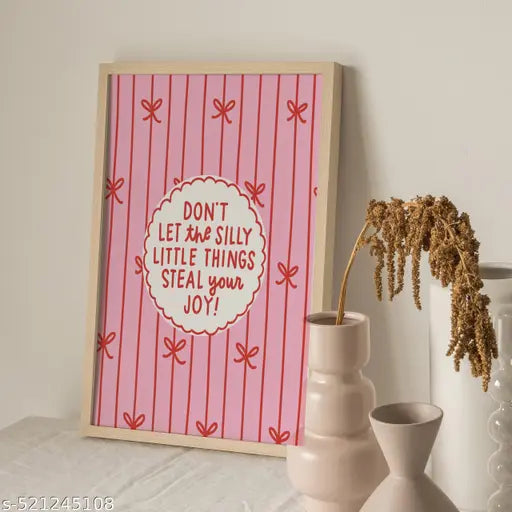 BOSSICA Poster Motivational Painting Pink  Aesthetic Positive Quote Framed Painting for Home and Office Wall Decor Aesthetic Wall Painting with Frame for Living Room Aesthetic Bed Room ( 21x30cm)