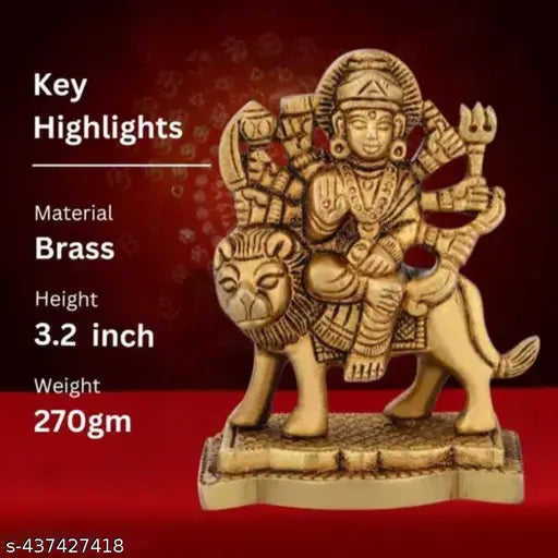 Brass Durga Mata Idol, Durga Murti, Goddess Durga Idol for Home and Office use Murti (Height-3.5 , 270 gm)