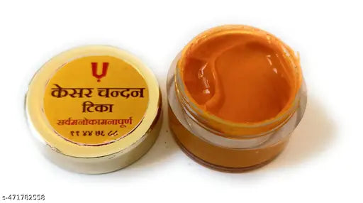Chandan Kesar Tika (Tilak) Authentic Red Sandalwood & Saffron Paste, Long-Lasting Fragrance for Daily Pooja, Hawan, and Spiritual Rituals