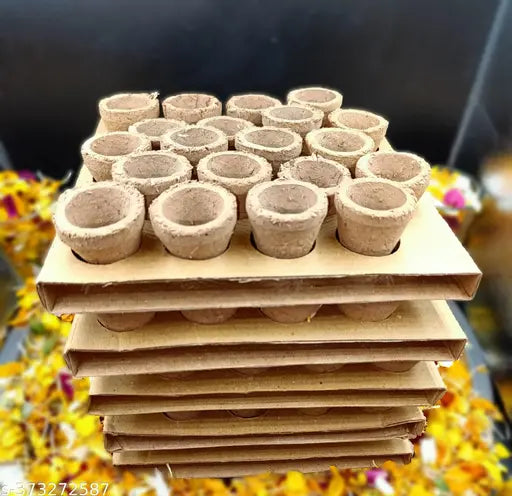 Gaukosh Hawan Cup Unfilled Qty -80 Organic Cow Dung Havan Cups/Sambrani Cups Desi Cow Dung Ghee Guggul Natural Herbs for Daily Puja/Havan Pooja Havan Cups for Home II Hawan Cup For Puja / Pooja II Cow Natural Panchgavya Hawan Cup II Sambrani Dhoop Cups fo