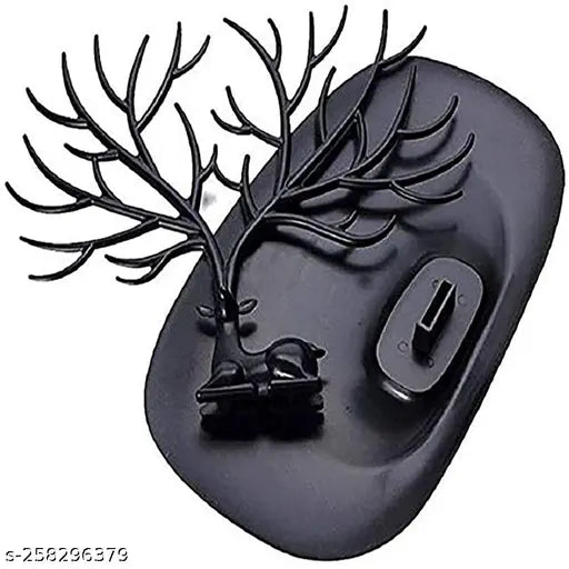 Deer Tree Tray Display Stand Holder Organizer, Jewellery Rack, Key Holder(PACK OF 1/BLACK)