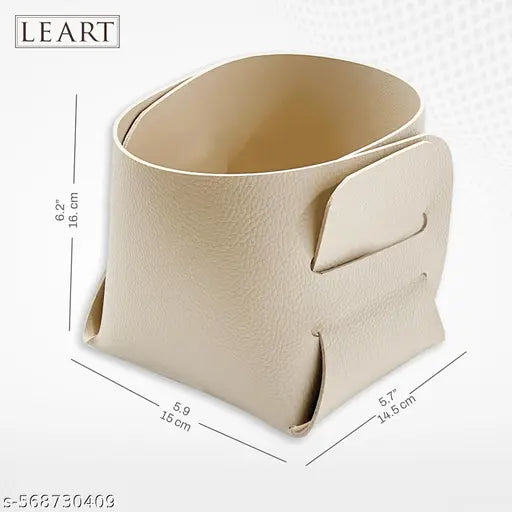 UNIBIC STORE PU Leather Decorative Storage Basket Simple for Creative Storage Boxe for Home ( WHITE)